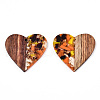 Transparent Resin & Walnut Wood Pendants RESI-TAC0017-73-A03-2