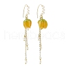 Plastic Flower with Imitation Pearl Beaded Dangle Earrings EJEW-JE05128-3