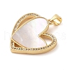 Brass & Shell & Clear Cubic Zirconia Pendants KK-I712-02G-2