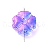 7Pcs 7 Colors Transparent Spray Painted Glass Connector Charms PALLOY-JF03520-01-2