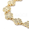 Rack Plating Brass Pave Clear Cubic Zirconia Clover Link Chain Bracelets for Women BJEW-R317-08G-2