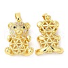 Rack Plating Brass Micro Pave Cubic Zirconia Pendants KK-M252-01G-1