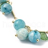 4Pcs 4 Style Natural Mixed Stone Beads & Acrylic Leaf Charm Bracelets Set BJEW-TA00336-3
