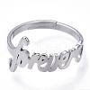 Non-Tarnish 304 Stainless Steel Heart with Word Forever Adjustable Ring RJEW-T027-05P-3