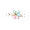 Dyed Natural Freshwater Shell Copper Wire Wrapped Rainbow Color Flower Connector Charms PALLOY-JF03768-02-3