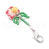 Plumeria Polymer Clay & Glass Seed Beaded Pendant Decorations HJEW-MZ00221-5