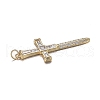 Brass Micro Clear Cubic Zirconia Pendants ZIRC-F120-038G-3