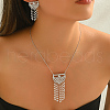 Elegant Middle Eastern Style Brass Micro Pave Cubic Zirconia Tassels Earrings & Necklaces Set for Women AS5342-3