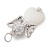ABS Imitation Pearl and Polymer Clay Rhinestone Pendants PALLOY-JF02740-02-4