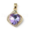Real 18K Gold Plated Rack Plating Brass Micro Pave Clear Cubic Zirconia Pendants KK-C015-16G-04-1