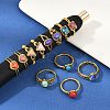 12Pcs Natural Red Jasper & Malachite & Synthetic Turquoise Finger Rings RJEW-Z087-02AG-3