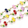 304 Stainless Steel Enamel Cherry Link Chains CHS-N005-01B-G-1