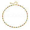 Special-interest Brass Pave Cubic Zirconia Rectangle Link Chain Necklaces for Women FS-WG3A151-01-5