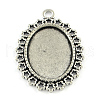 Tibetan Style Oval Alloy Pendant Cabochon Settings TIBEP-Q045-007AS-RS-1