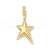 Brass Micro Pave Clear Cubic Zirconia Star European Dangle Charms KK-U044-09G-1