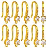 10 Pairs Brass Micro Pave Clear Cubic Zirconia Earring Hooks ZIRC-SZ0005-20-1