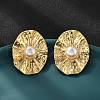 Oval Brass ABS Plastic Imitation Pearl Stud Earrings EJEW-S258-03G-2