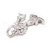 Rack Plating Brass Micro Pave Cubic Zirconia Pendants KK-B056-03P-01-3