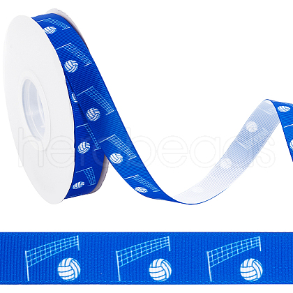 25 Yards Sport Ball Theme Printed Polyester Grosgrain Ribbon OCOR-WH20002-03B-02-1