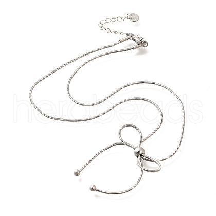 304 Stainless Steel Bowknot Pendant Snake Chain Necklaces for Women NJEW-R014-01P-1