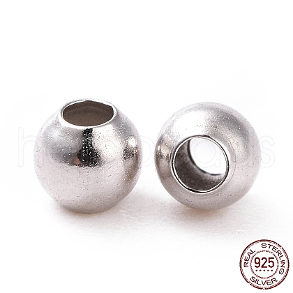 Rhodium Plated 925 Sterling Silver Spacer Beads STER-L063-01P-1