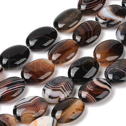 Natural Striped Agate/Banded Agate Beads Strands G-Q182-01F-1