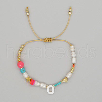 Shell Letter Charm Bead Bracelets ZZ0793-15-1