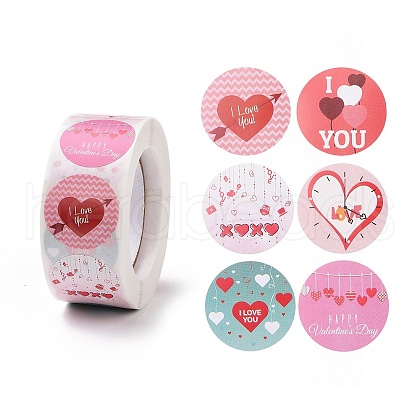 Valentine's Day Round Paper Stickers X-DIY-I107-03A-1