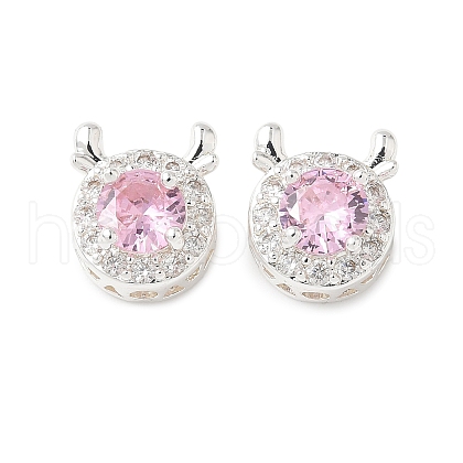 Brass Micro Pave Cubic Zirconia Beads KK-G531-01S-05-1