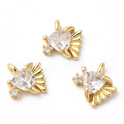 Rack Plating Brass Micro Pave Cubic Zirconia Pendants KK-R143-07G-1