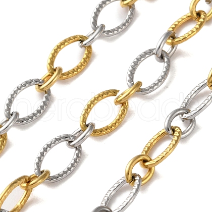 304 Stainless Steel Textured Oval Link Chains CHS-R020-01GP-01-1
