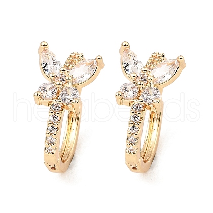 Brass Micro Pave Cubic Zirconia Hoop Earring EJEW-D078-52KCG-1