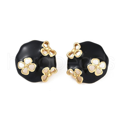 Ion Plating(IP) 304 Stainless Steel Flower Stud Earrings EJEW-Z068-32G-01-1