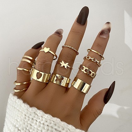 12Pcs Alloy with Rhinestone Finger Rings WGEFB3C-04-1