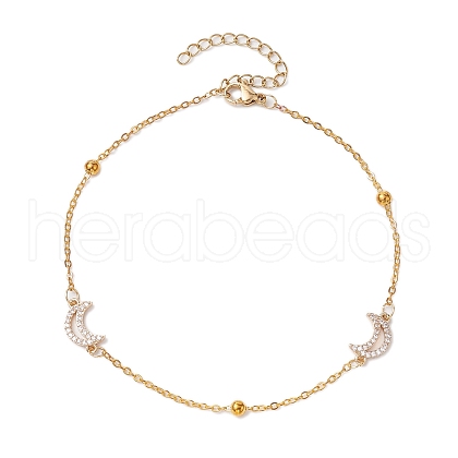 304 Stainless Steel with  Cubic Zirconia Anklet AJEW-AN00606-1