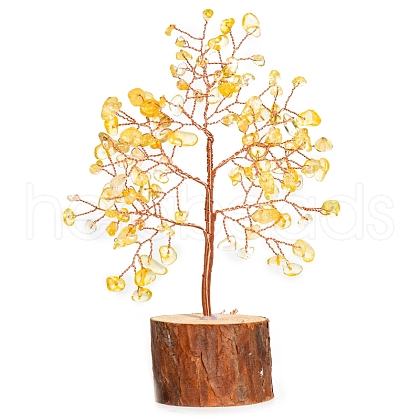 Natural Citrine Chips Tree of Life Decorations PW-WG59627-02-1