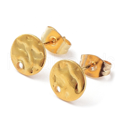 201 Stainless Steel Flat Round Stud Earring Findings STAS-K259-19A-G-1