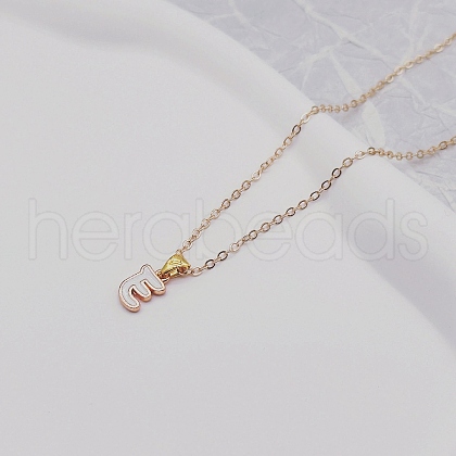 Alloy White Enamel Initial Pendant Necklaces WG51722-24-1