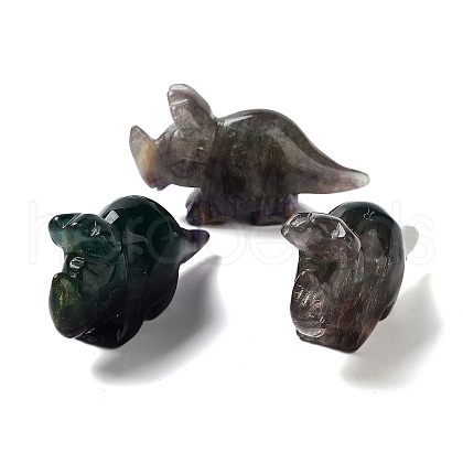 Natural Fluorite Carved Healing Rhinoceros Figurines DJEW-P016-01C-1
