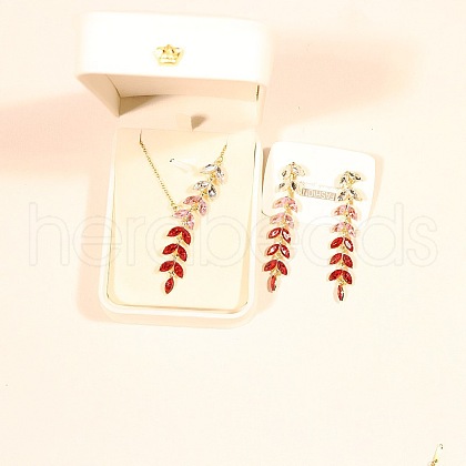 Wheat Alloy Gradient Color Cubic Zirconia Pendant Necklace & Stud Earring FS-WGBA5F1-02-1