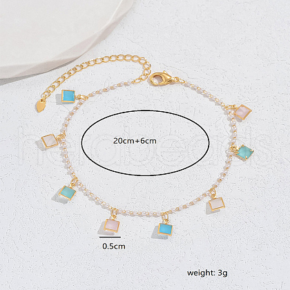 Boho Brass Micro Pave Cubic Zirconia Anklets for Women OF8830-5-1