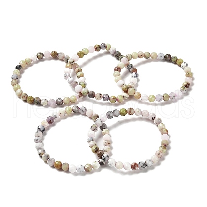 Natural African Opal Beaded Stretch Bracelets BJEW-K233-01A-01-1