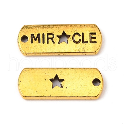 Tibetan Style Alloy Rectangle with Word Miracle Pendants TIBEP-Q043-068AG-RS-1