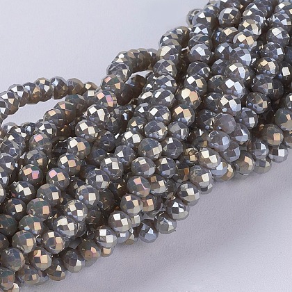 Electroplate Glass Beads Strands GLAA-F077-FR11-1