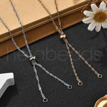 2Pcs 2 Colors 304 Stainless Steel Singapore Chain Necklace Making AJEW-JB01333-1