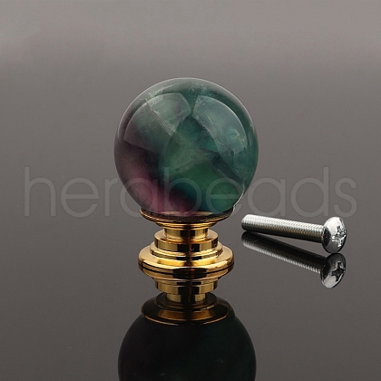 Metal & Natural Fluorite Drawer Knobs PW-WG57F80-06-1
