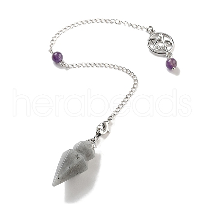 Natural Labradorite Pointed Dowsing Pendulums G-K338-12P-03-1