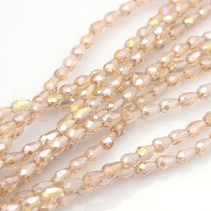 Electroplate Crystal Glass Teardrop Beads Strands EGLA-F076-A09-1