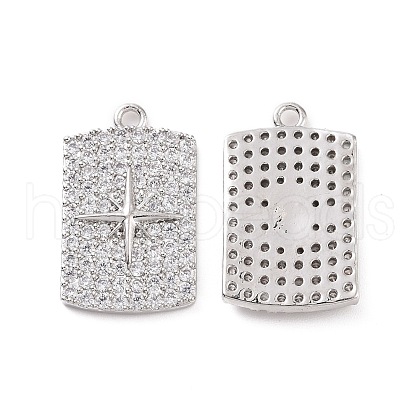 Brass Micro Pave Clear Cubic Zirconia Pendants KK-E068-VC470-1