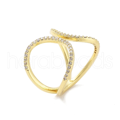 Rack Plating Brass Micro Pave Cubic Zirconia Adjustable Rings RJEW-D025-16G-1